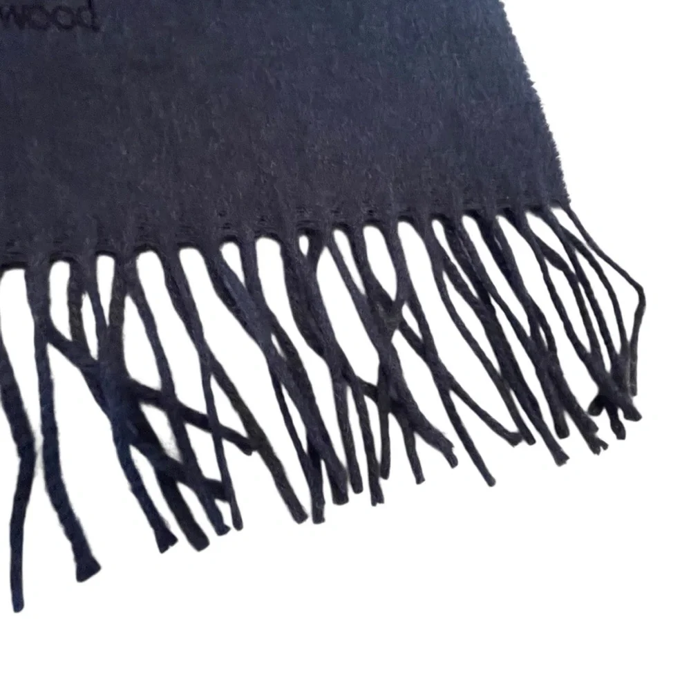 Vivienne Westwood 100% Cashmere Italian Fringe Scarf Orb Logo in Navy Blue - Picture 5 of 11